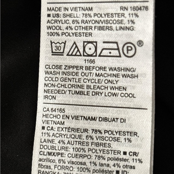 OLD NAVY tweed coat, black and gray, lined, full zipper, size medium, collar - Picture 8 of 9